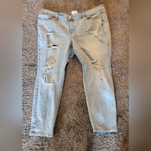 Lane Bryant Mid Rise Light Blue Distressed Skinny Jeans